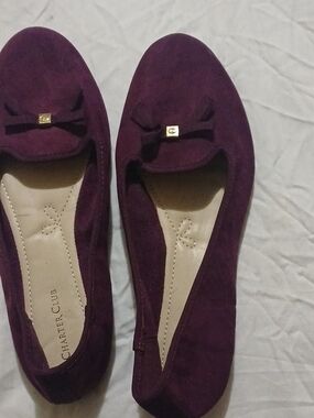 Charter Club Plum Suede Bow Ballet Flats